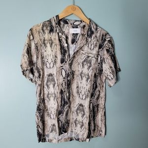 Ovadia New York Snakeskin Print Camp Shirt Size S